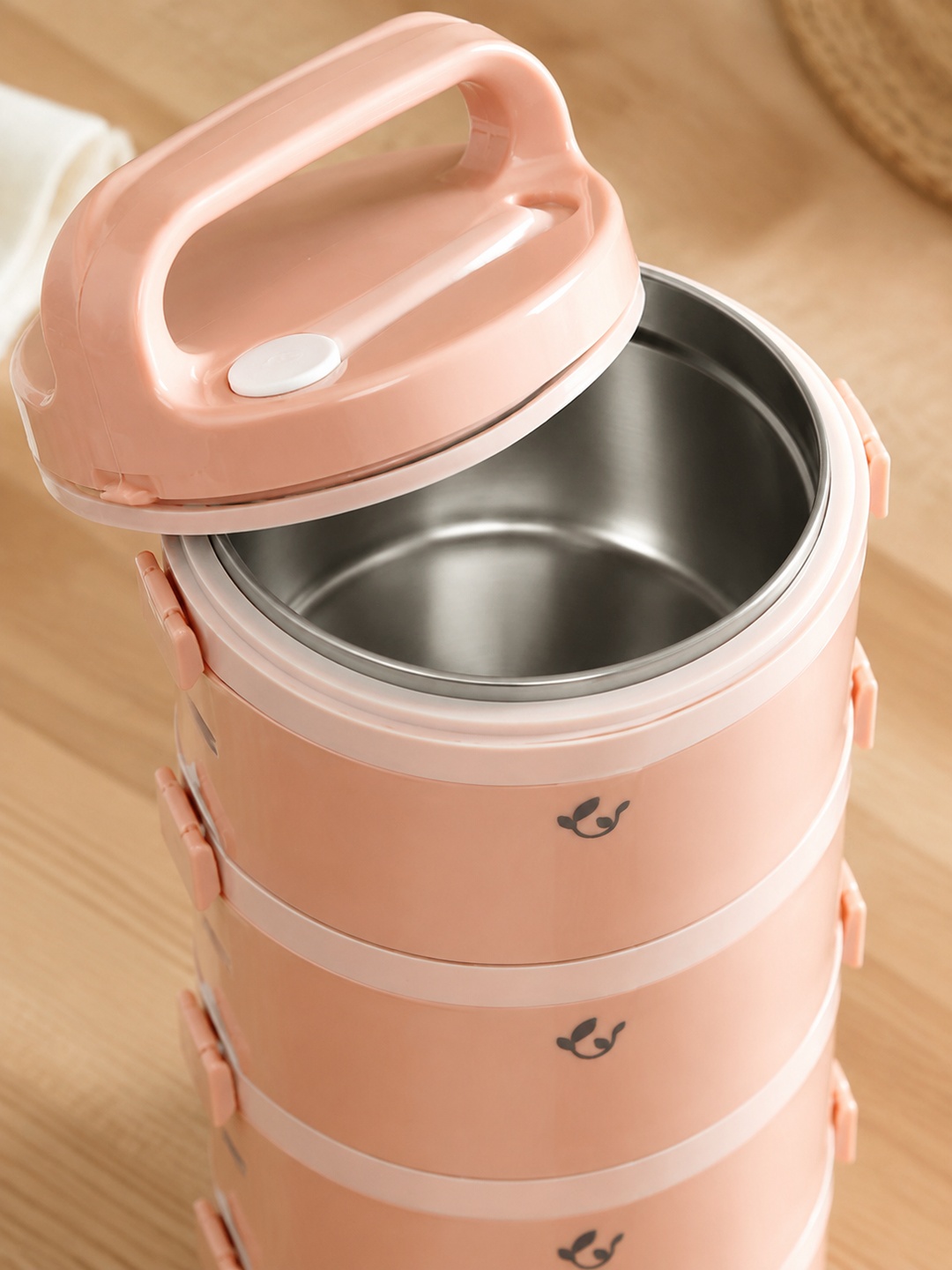 Pink 4-Tier 3050ml Stainless Steel Insulated Lunch Box Set