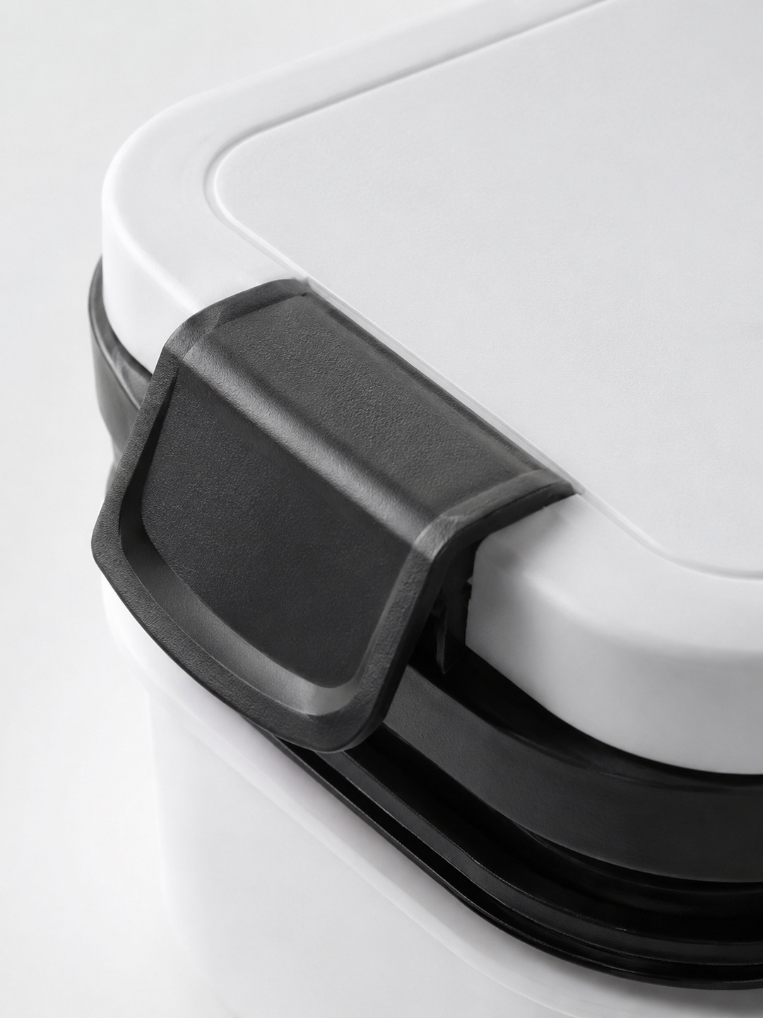 Black and White Double-Layer Divided Lunch Box with Utensil