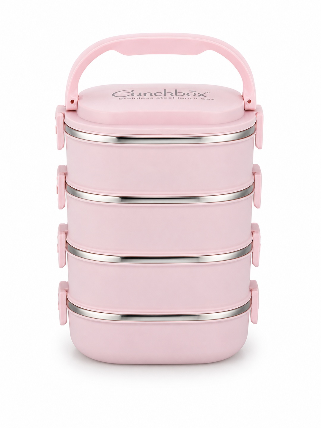 Pink 4-Tier Stainless Steel Bento Lunch Box Set with Insulated Bag