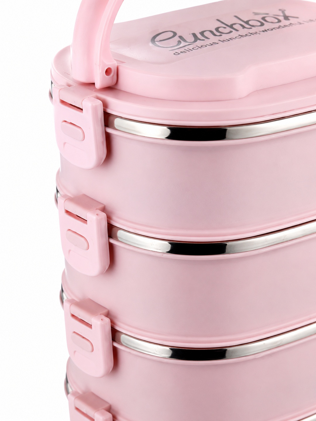 Pink 4-Tier 3600ml Stainless Steel Bento Lunch Box with Cutlery
