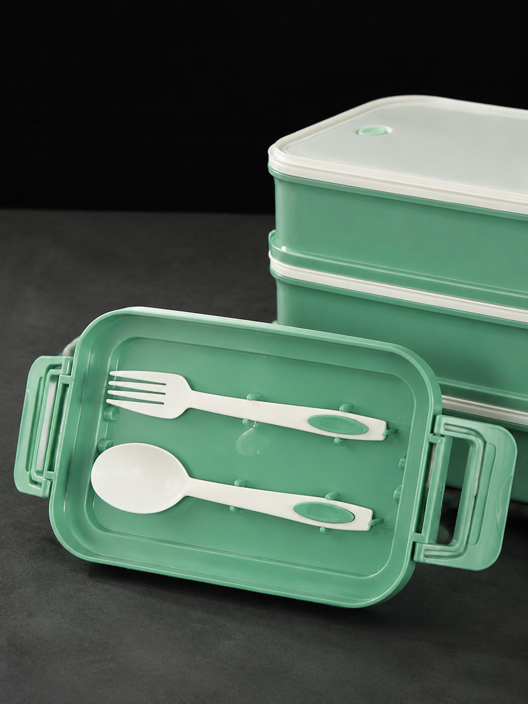 Green 3-Tier 2700ml Lunch Box with Utensils and Insulated Bag