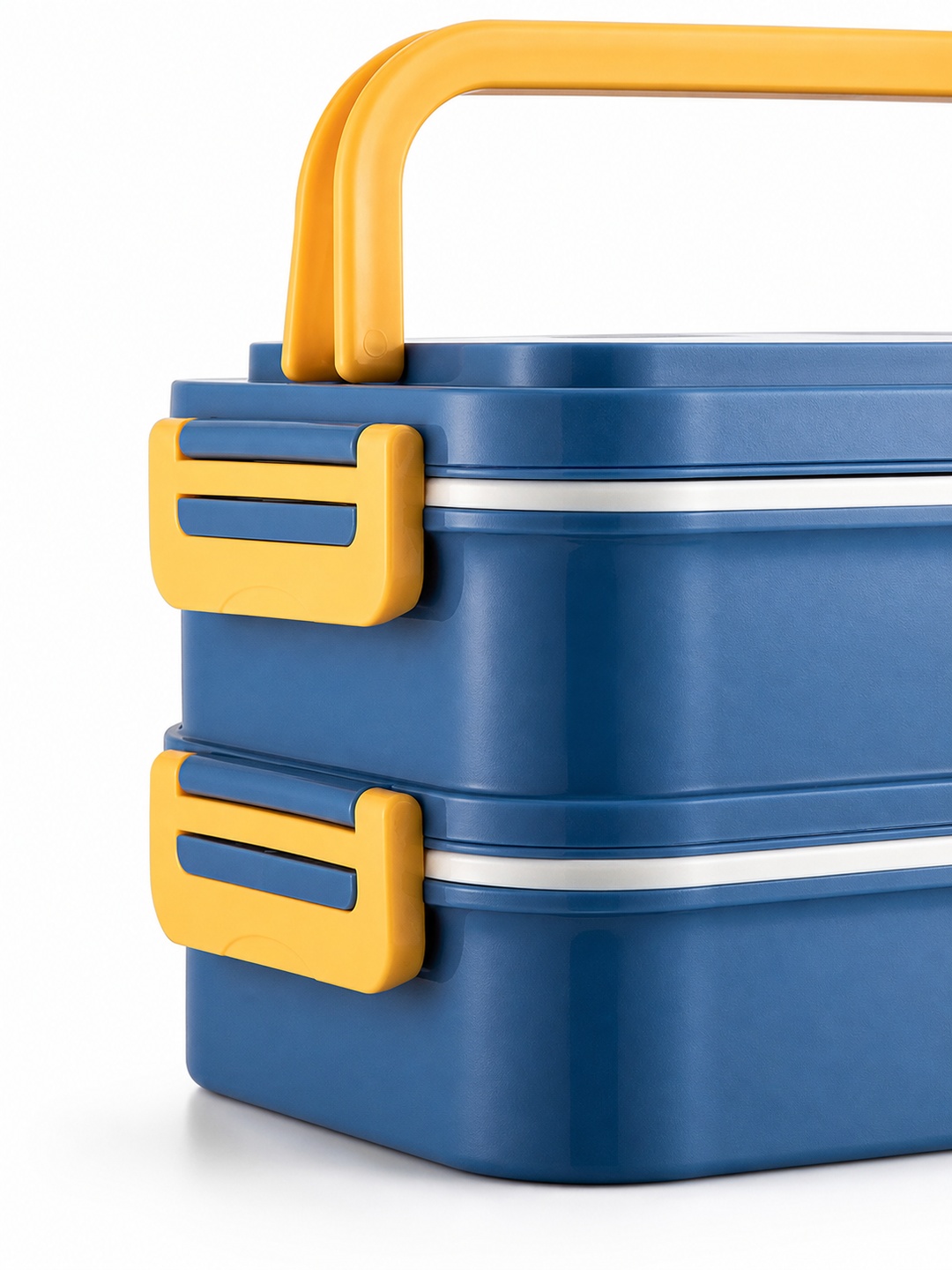 Blue Two-Tier 1650ml Lunch Box with Cutlery and Insulated Bag