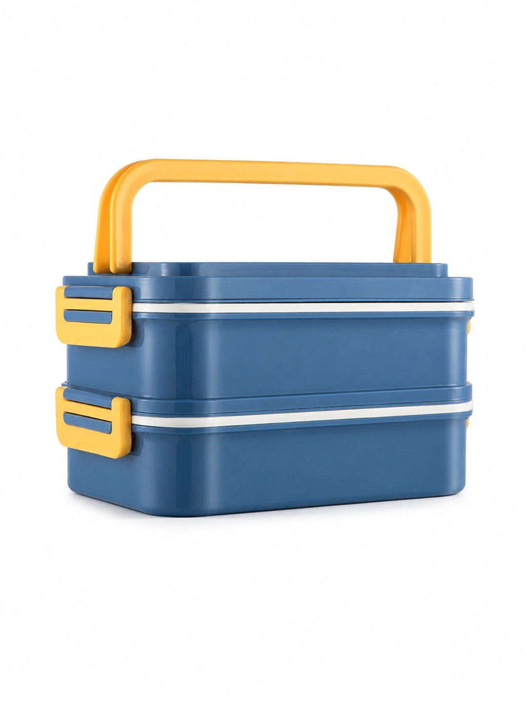 Blue 2-Tier 1650ml Lunch Box with Handle and Utensils