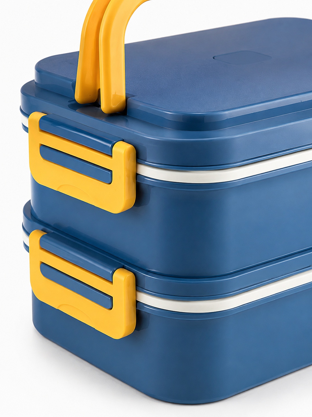 Blue 2-Tier 1650ml Lunch Box with Handle and Utensils
