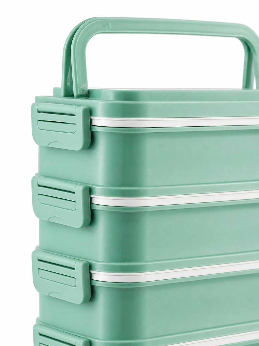 Green 4-Tier 3600ml Lunch Box with Handle, Spoon and Chopsticks