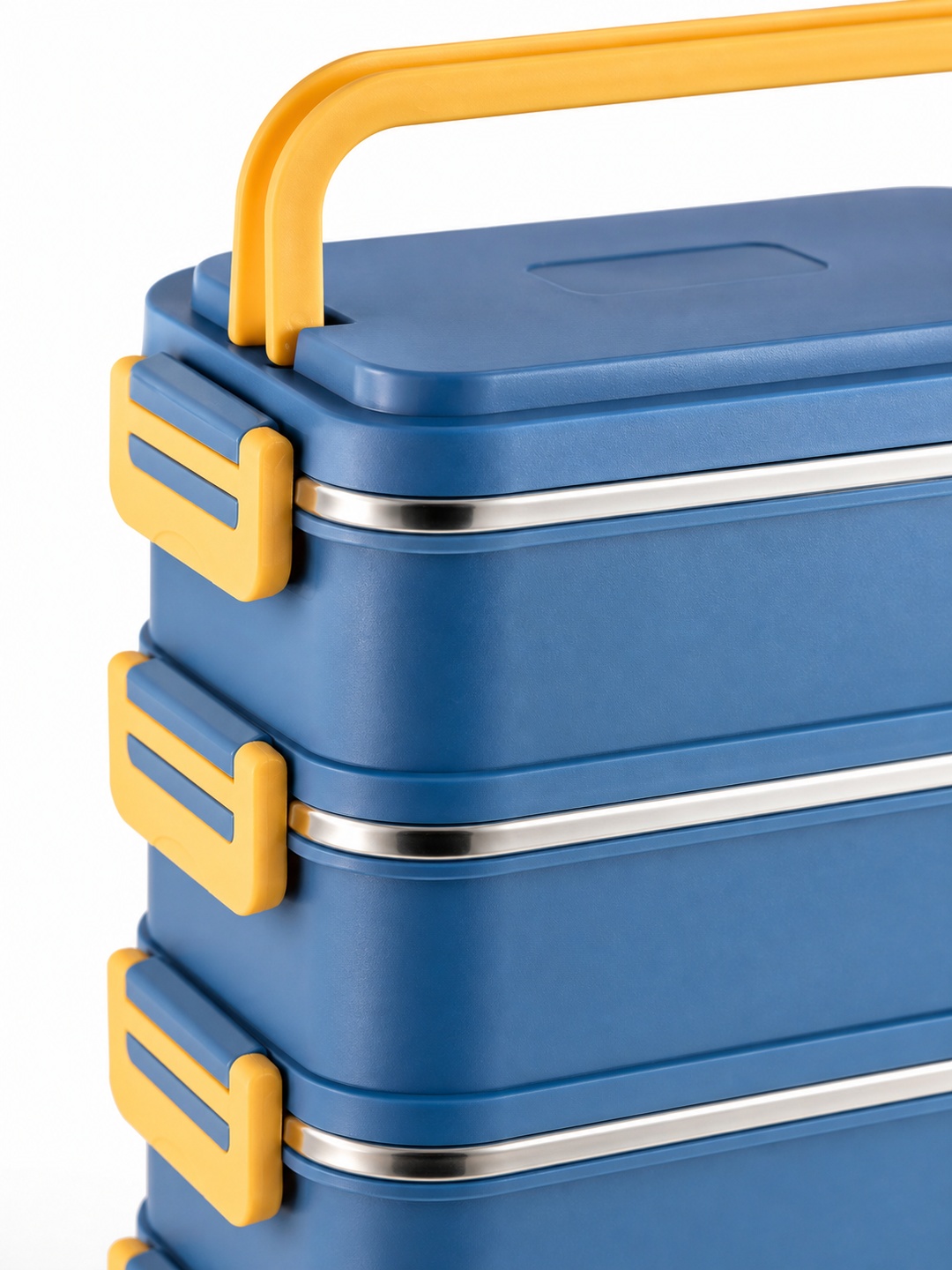Blue 4-Tier 3300ml Stainless Steel Lunch Box with Cutlery