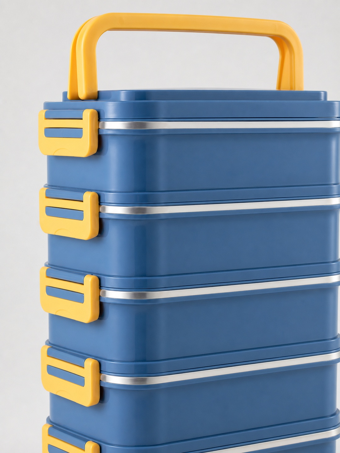 Blue 5-Tier Stainless Steel Insulated Lunch Box Set with Utensils