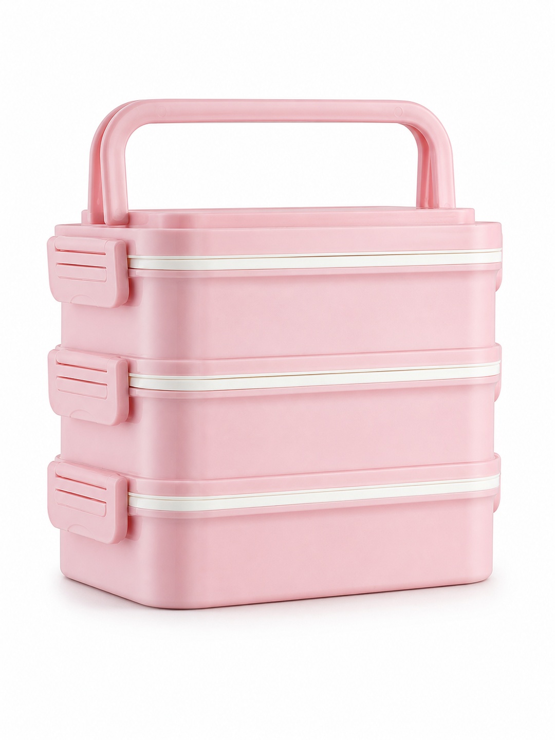 Pink 3-Tier 2700ml Insulated Lunch Box with Utensils and Carry Bag