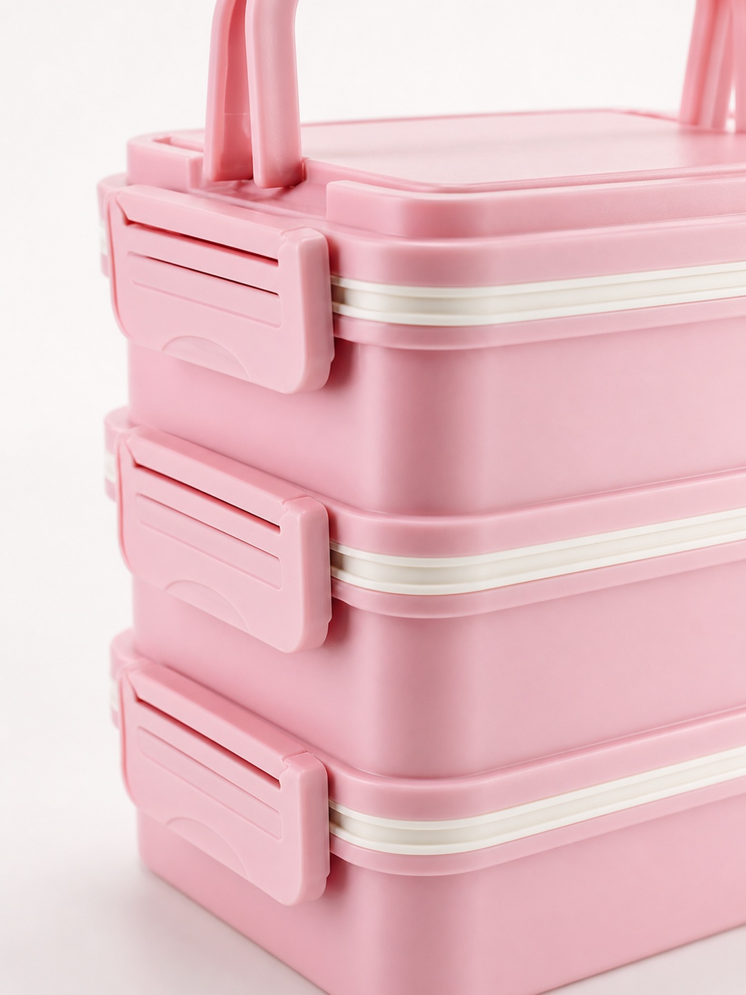 Pink 3-Tier 2700ml Insulated Lunch Box with Utensils and Carry Bag