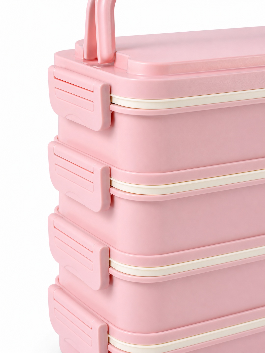 Pink 5-Tier 4500ml Sealed Lunch Box with Spoon and Chopsticks