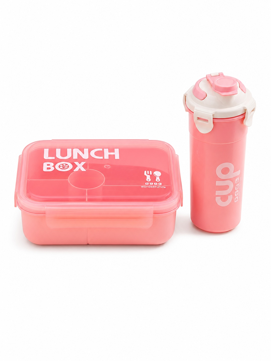 Pink Lunch Box and Water Bottle Set