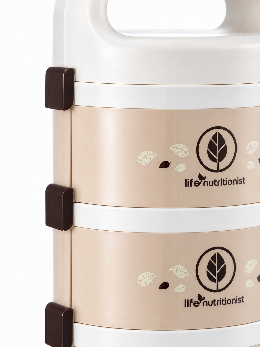 Beige 5-Tier 3050ml Insulated Lunch Box with Cutlery