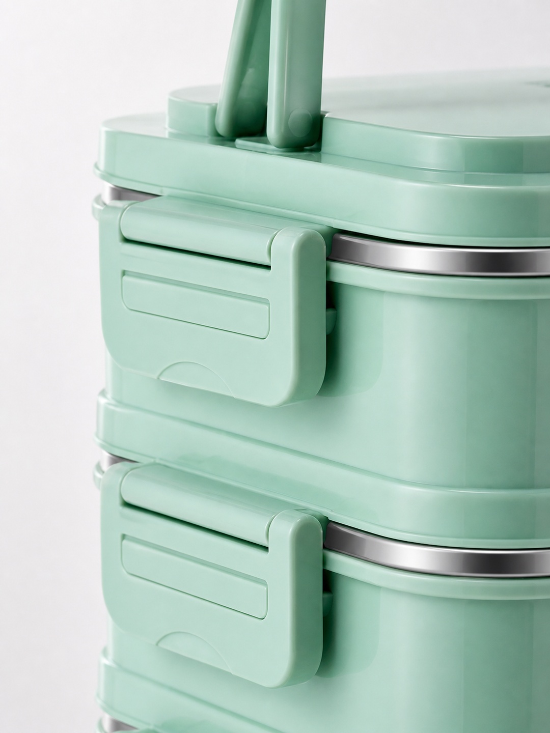 Green 5-Tier 4500ml Stainless Steel Lunch Box with Cutlery