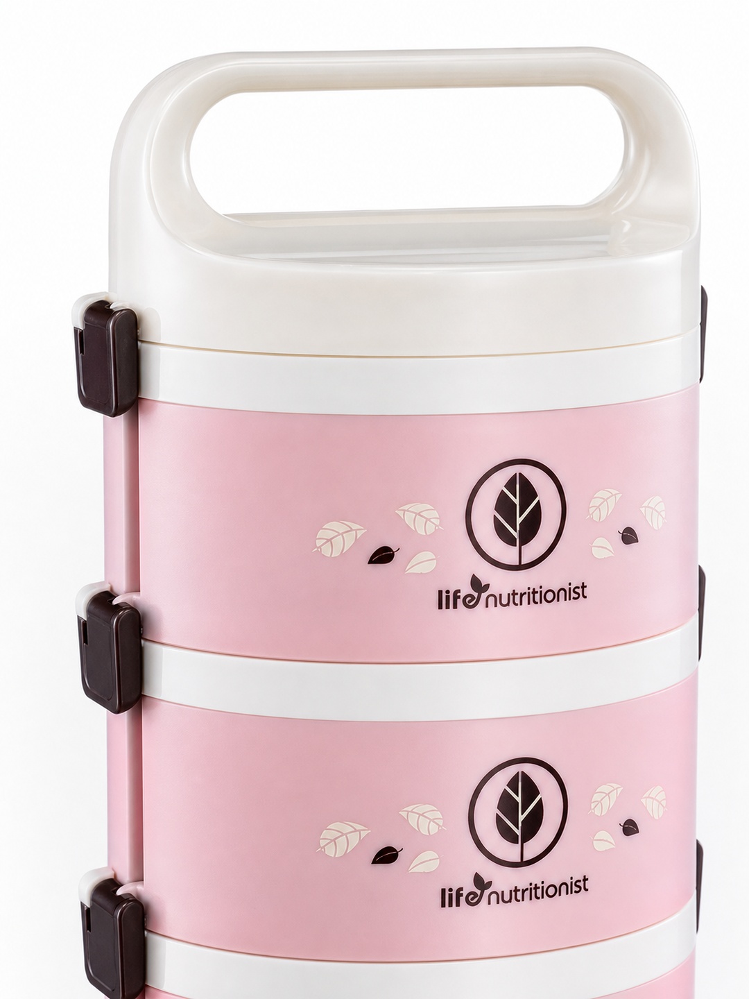 Pink 4-Tier 2450ml Insulated Lunch Box with Spoon and Chopsticks