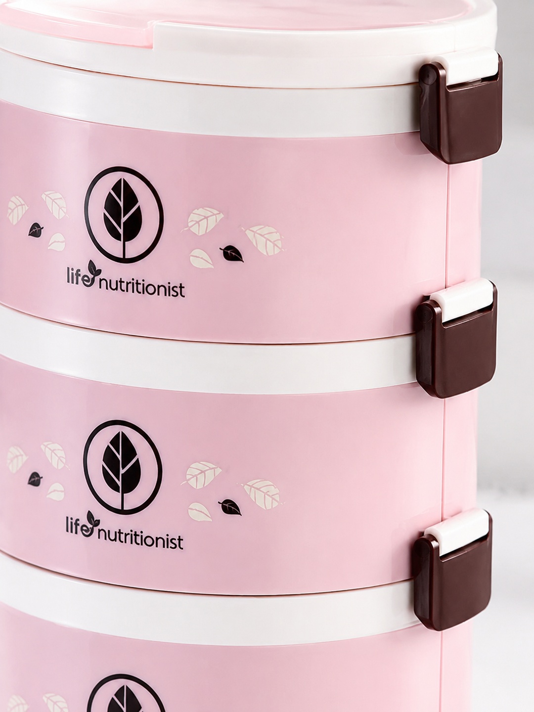 Pink 5-Tier 3050ml Stackable Lunch Box with Spoon and Chopsticks
