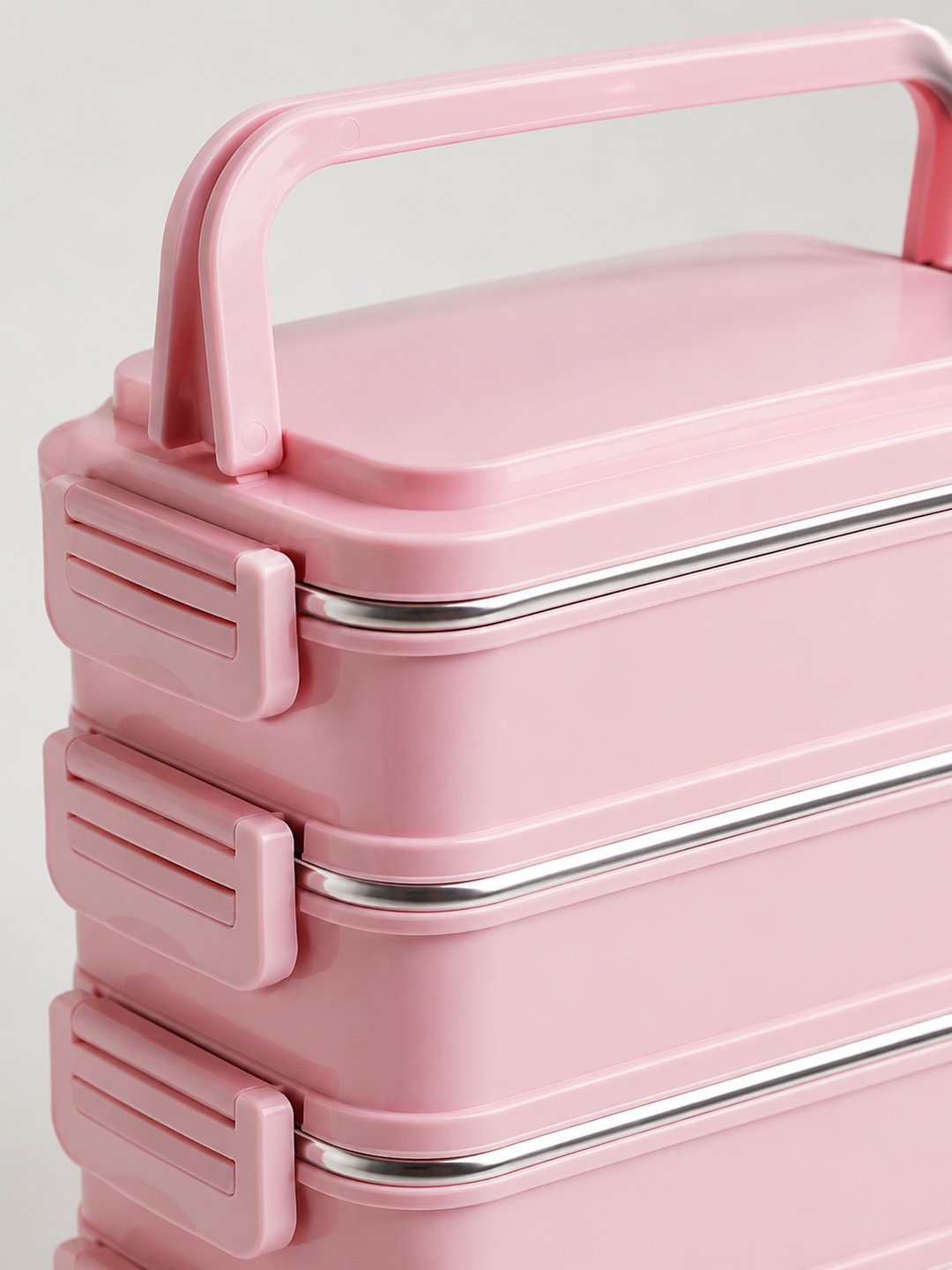 Pink 5-Tier 4500ml Stainless Steel Lunch Box with Cutlery