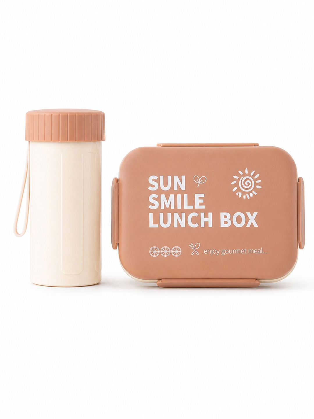 Pink Plastic Lunch Box and Water Bottle Set