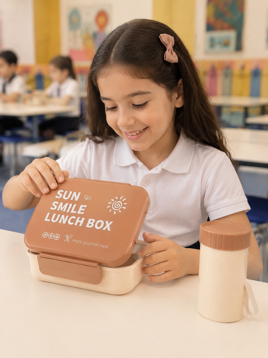 Pink Plastic Lunch Box and Water Bottle Set