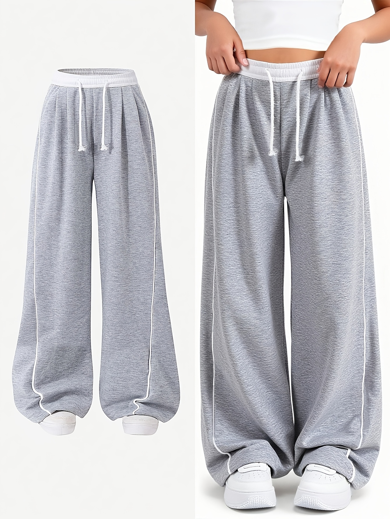 Grey Side Stripe Regular Pants