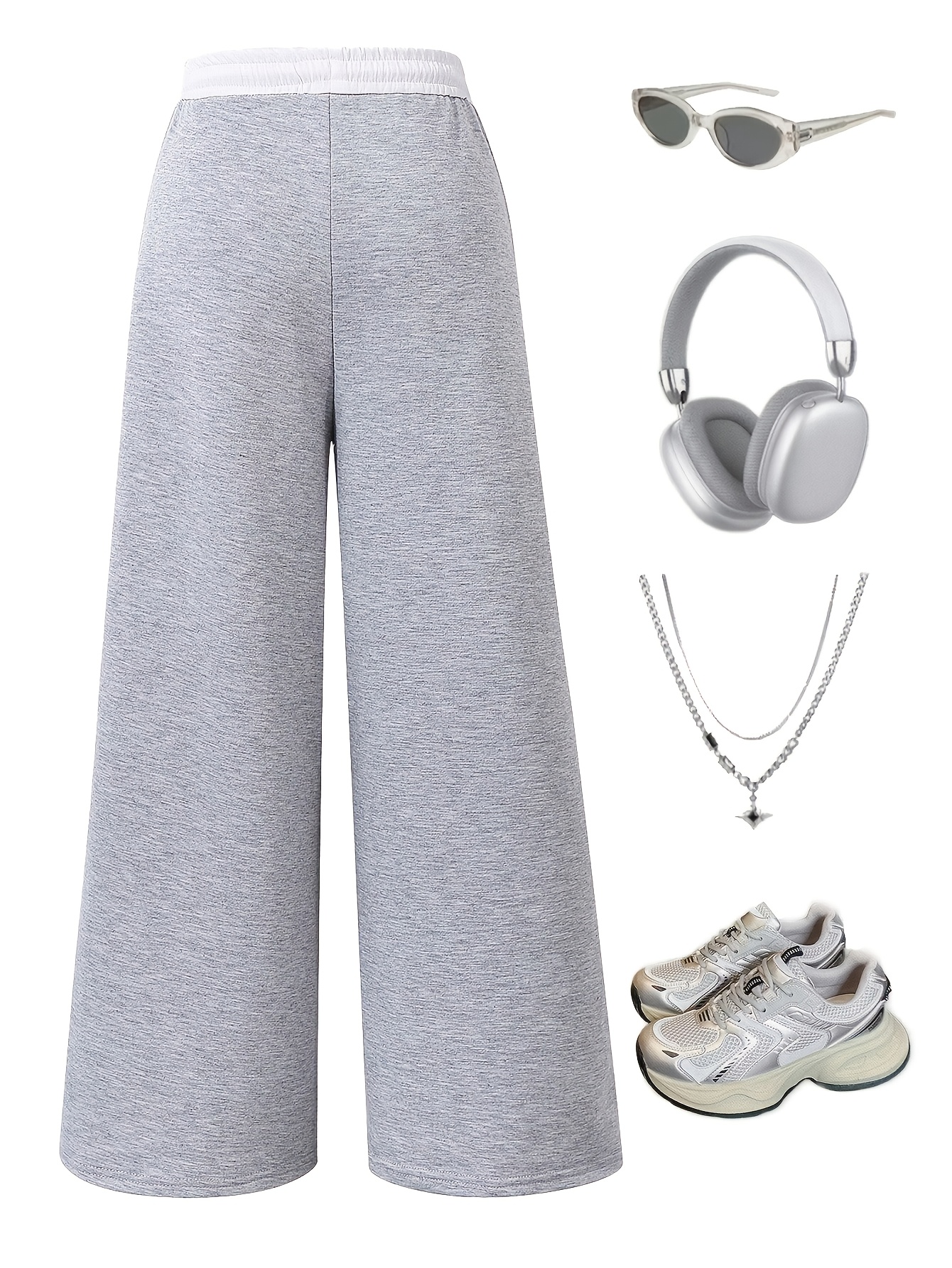 Grey Side Stripe Regular Pants