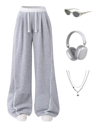 Grey Side Stripe Regular Pants