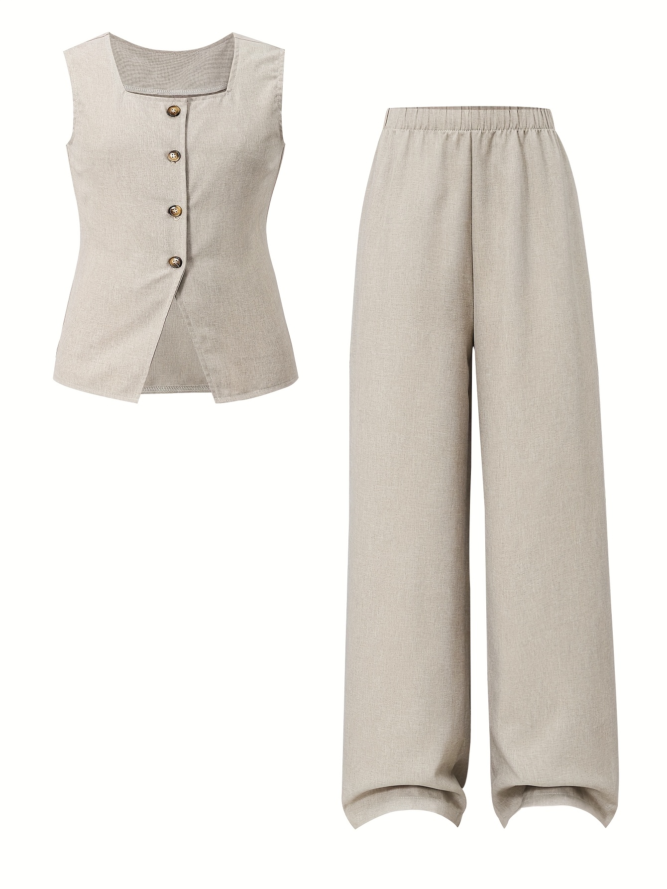 Beige Texture Pant Set