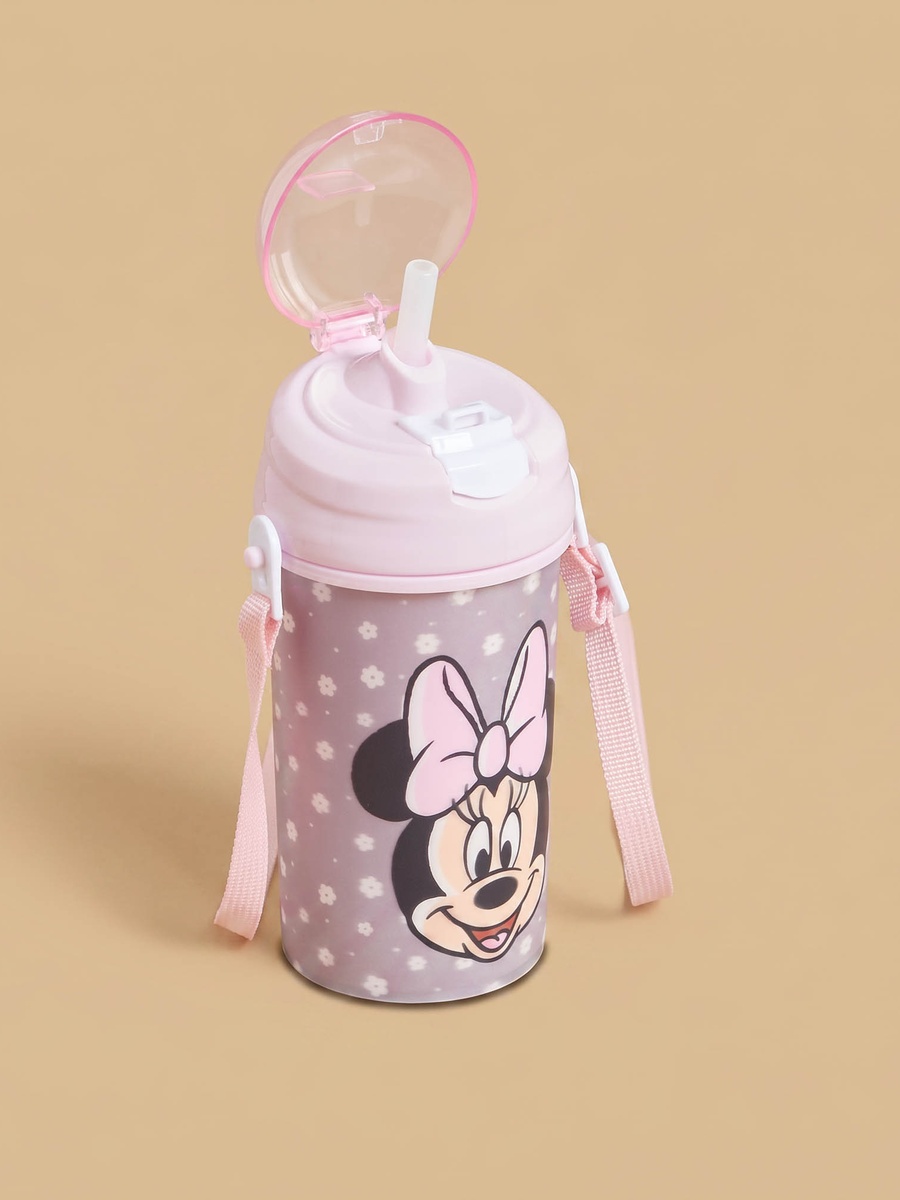 Minnie Mouse Print Water Bottle with Strap