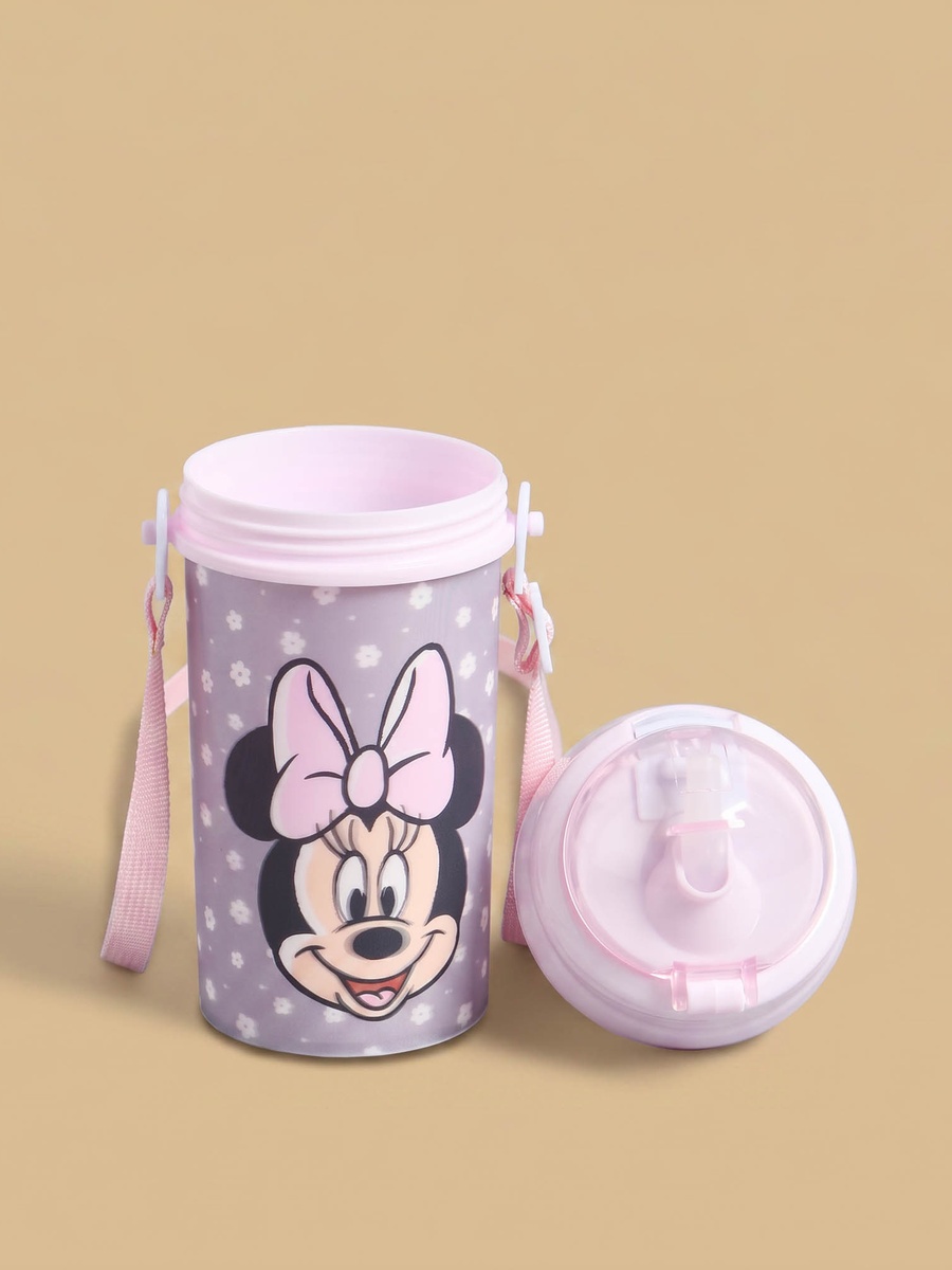 Minnie Mouse Print Water Bottle with Strap