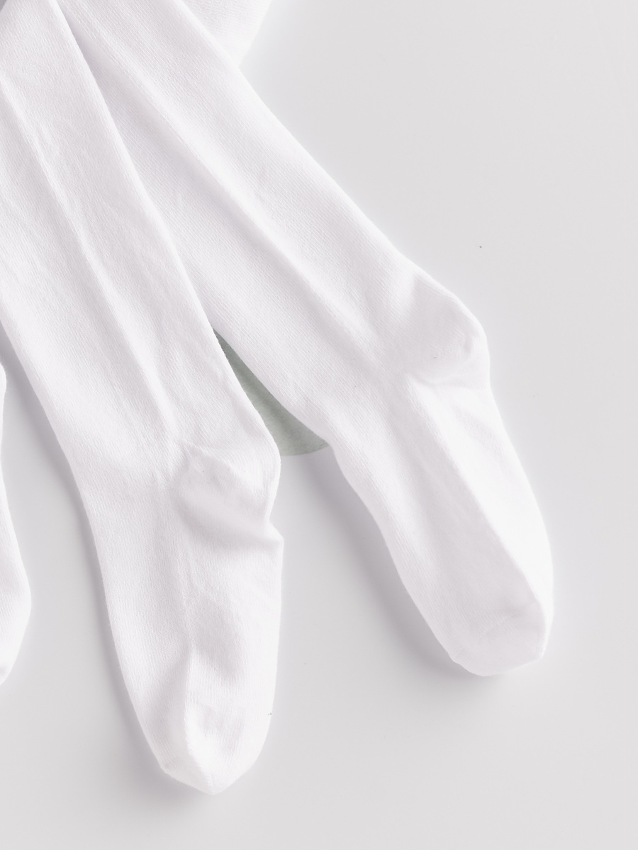 Pack of 2 - Solid BCI Cotton Tights with Cuffed Hem