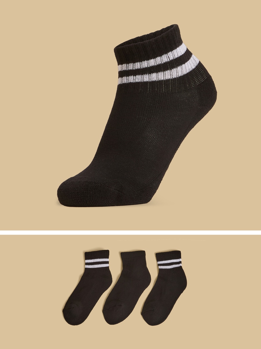 Pack of 3 - Textured Ankle Length Sports Socks