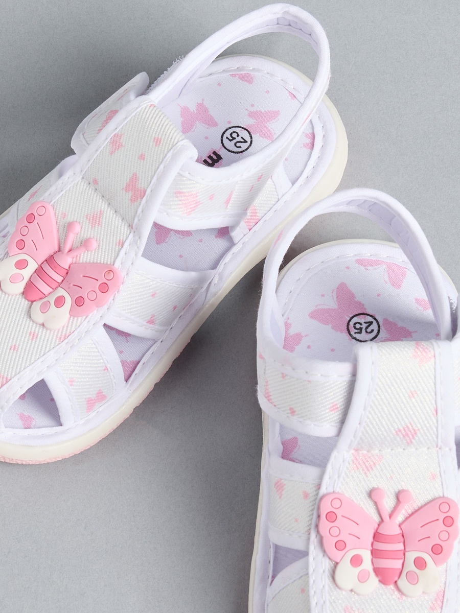 Butterfly Detail Fisherman Sandals with Hook and Loop Closure