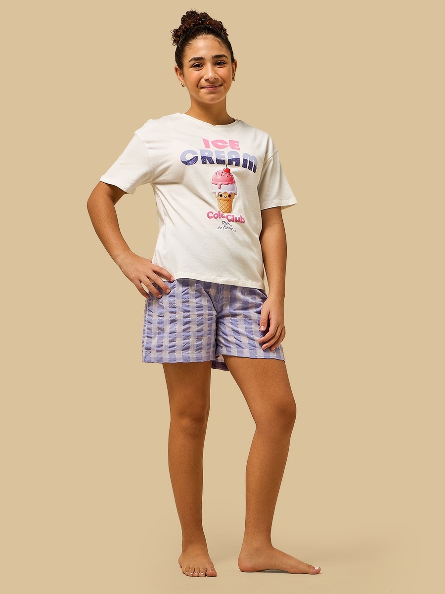 Checked Seersucker Shorts Set