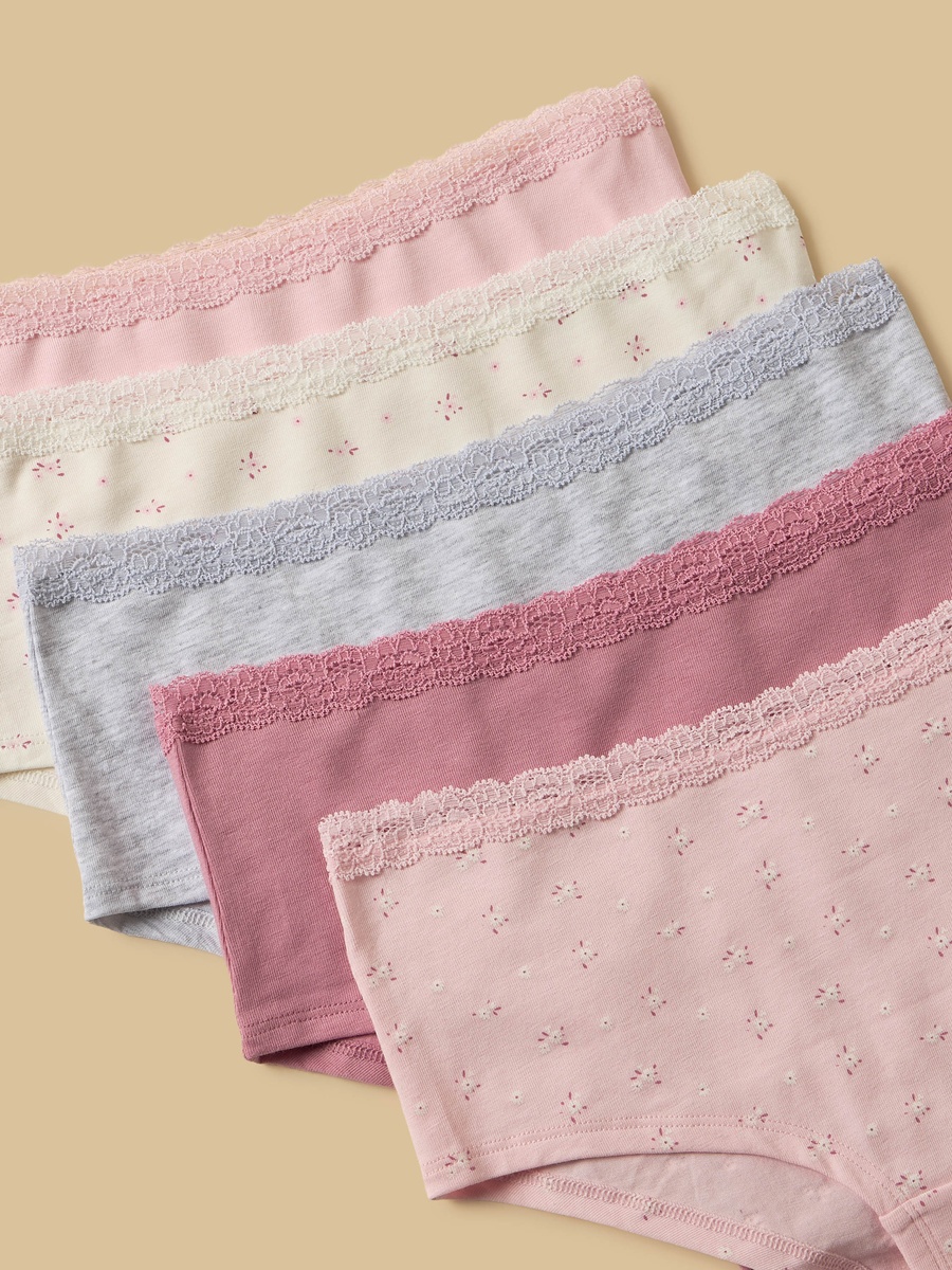 Pack of 5 - Lace Trim Hipster Briefs