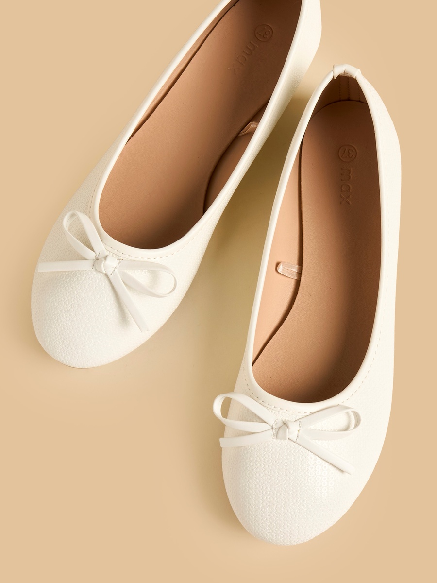 Bow Accent Ballerina Shoes with Elasticated Strap