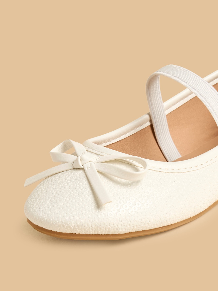 Bow Accent Ballerina Shoes with Elasticated Strap