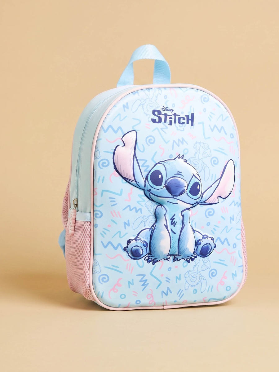 Stitch Print Backpack with Adjustable Shoulder Straps and Zip Closure