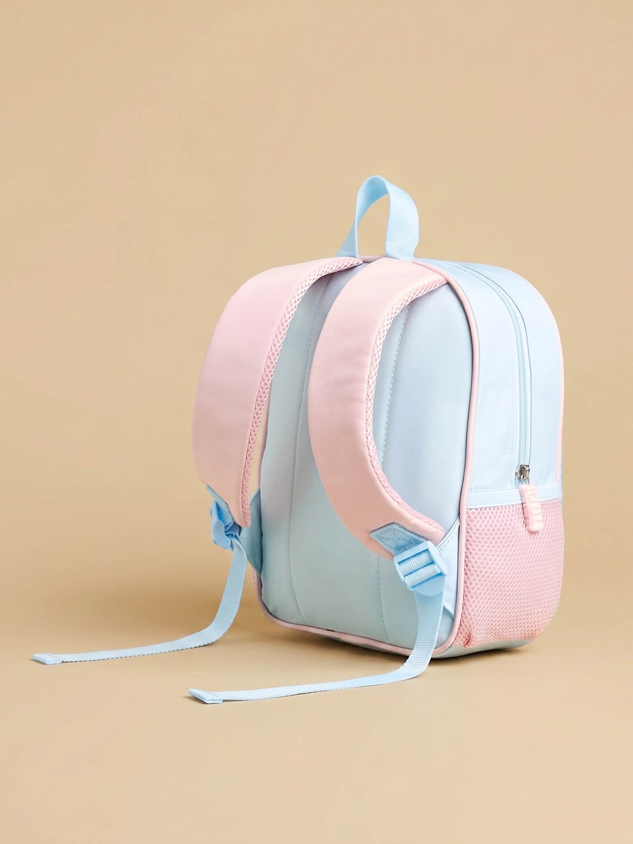 Stitch Print Backpack with Adjustable Shoulder Straps and Zip Closure