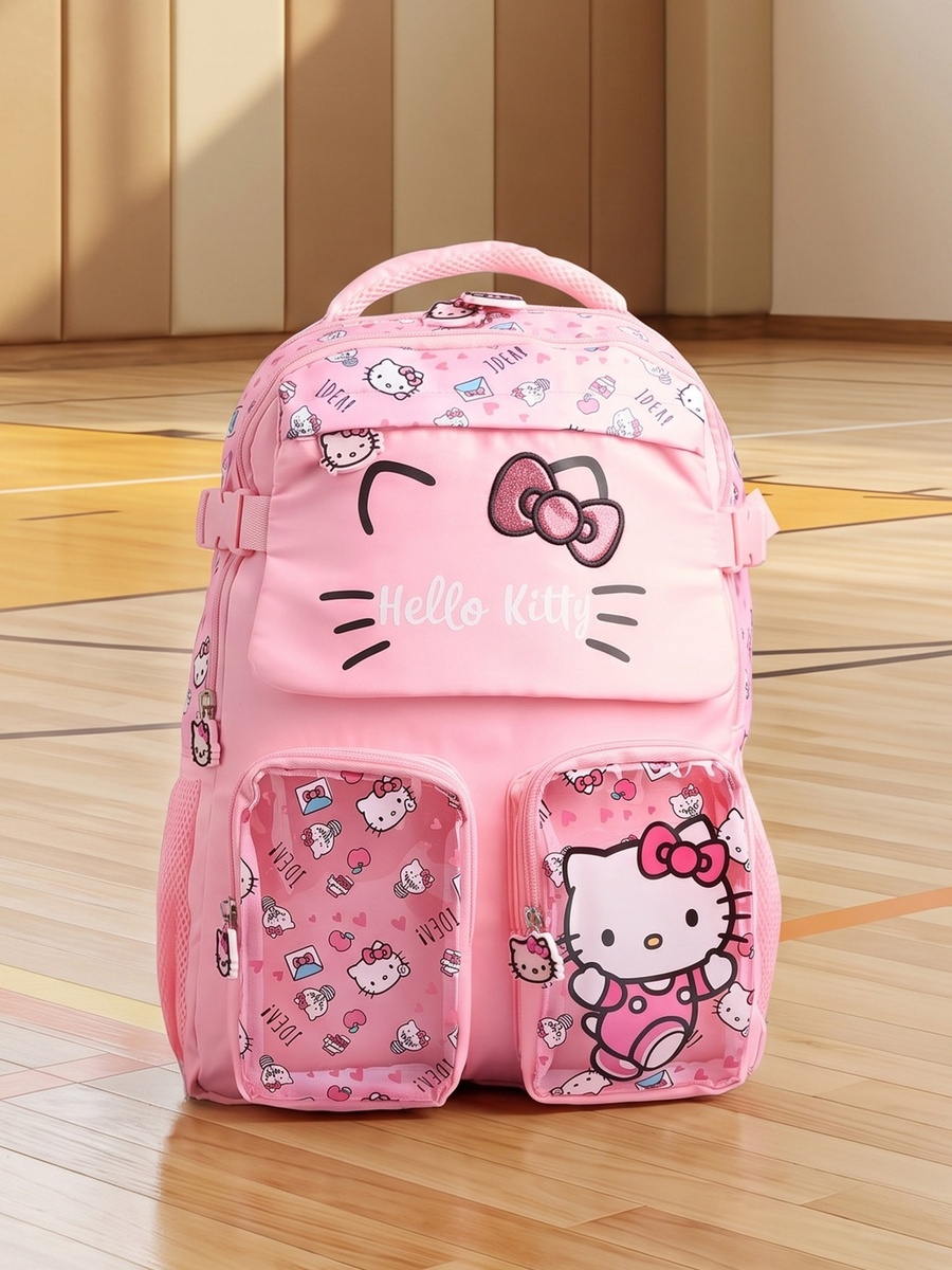 Hello Kitty Print Backpack with Adjustable Shoulder Straps