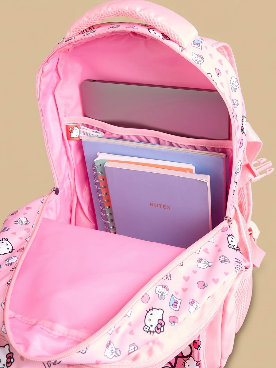 Hello Kitty Print Backpack with Adjustable Shoulder Straps