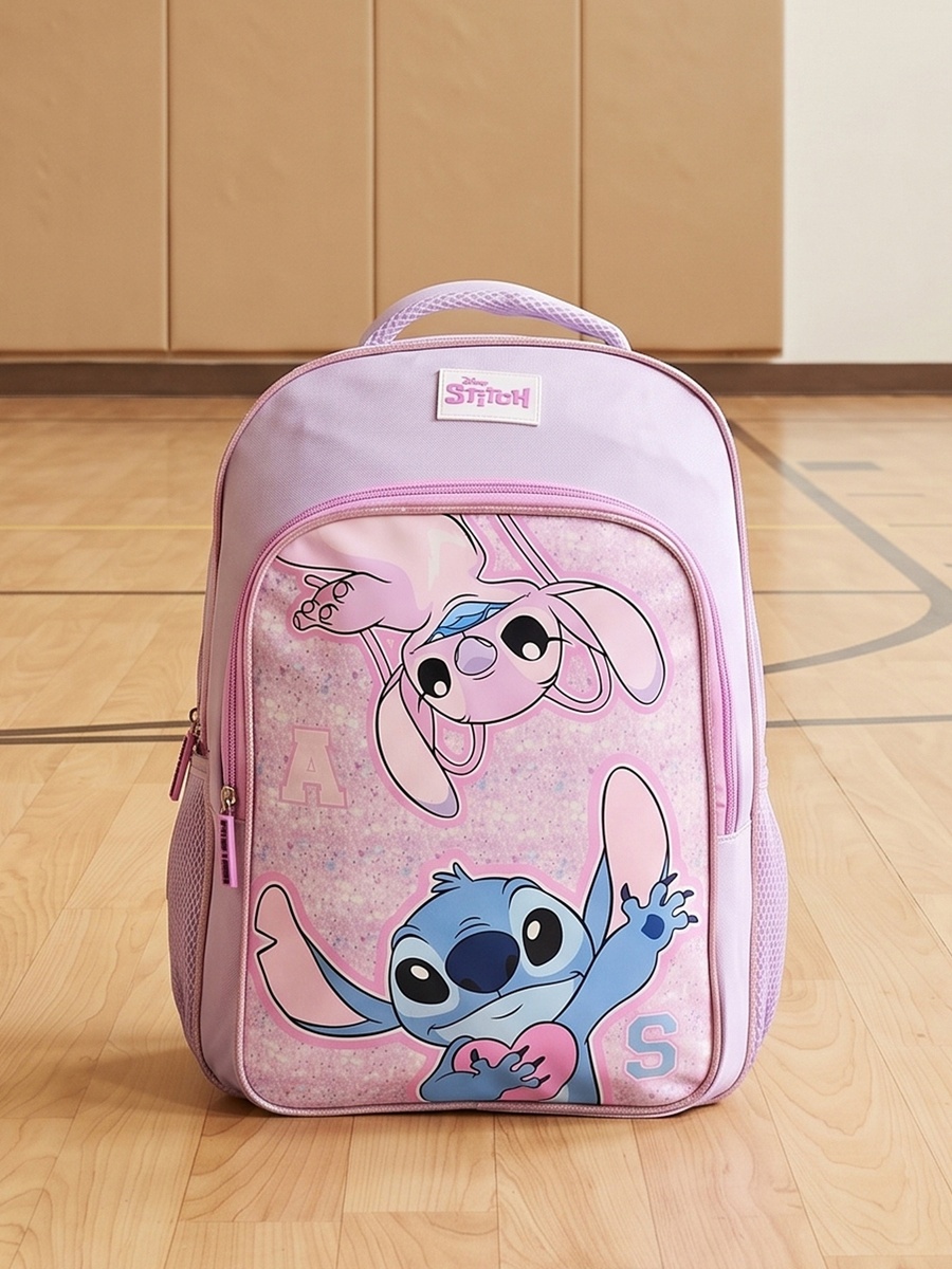Stitch and Angel Print 5-Piece Backpack Set