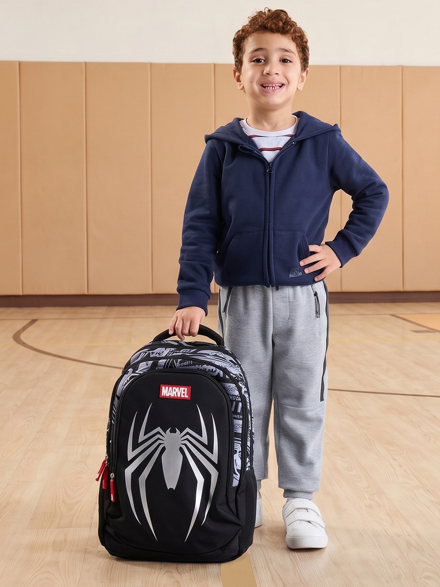 Spider-Man Print Backpack with Adjustable Shoulder Straps and Zip Closure