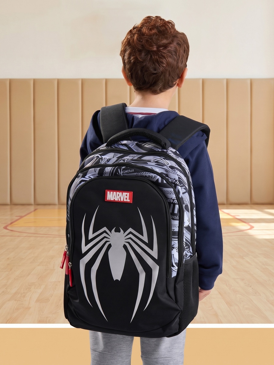 Spider-Man Print Backpack with Adjustable Shoulder Straps and Zip Closure