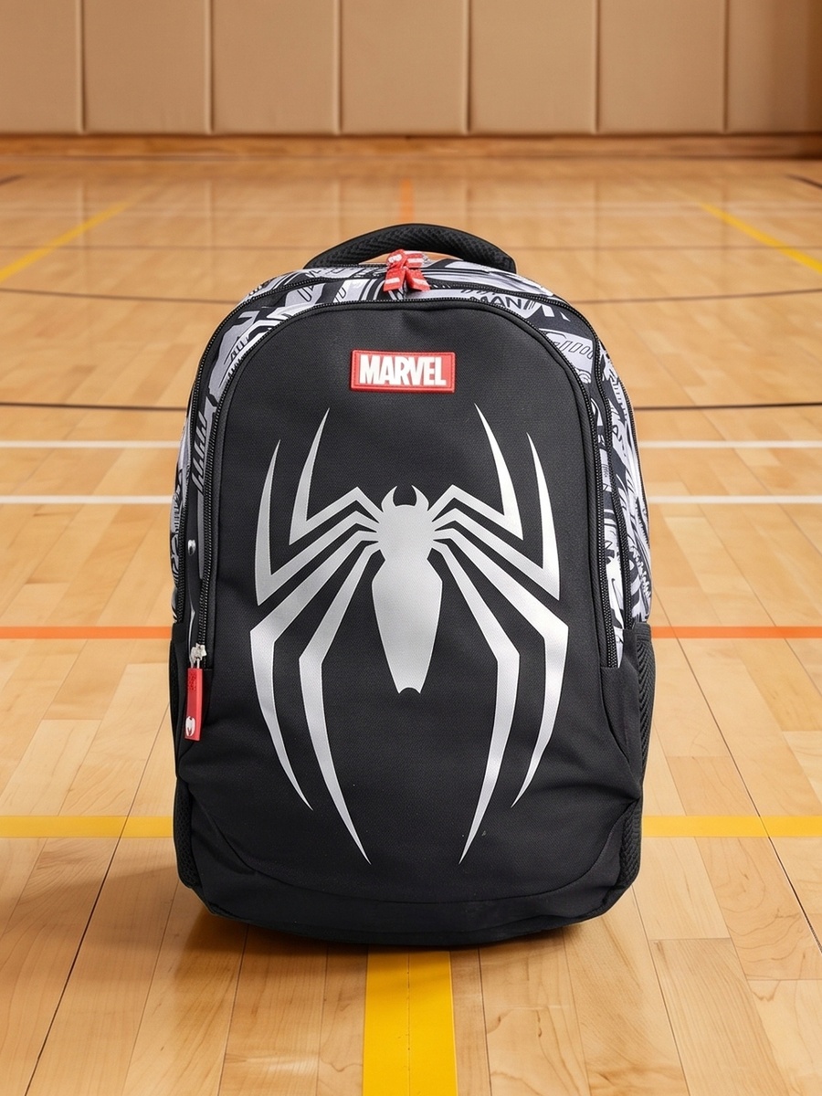 Spider-Man Print Backpack with Adjustable Shoulder Straps and Zip Closure