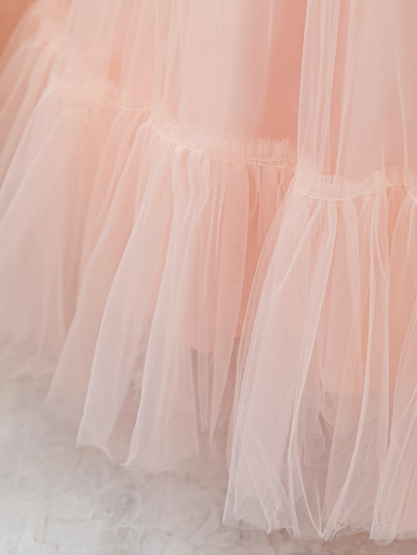Girls Light Pink Ankle-Length Tulle Dress