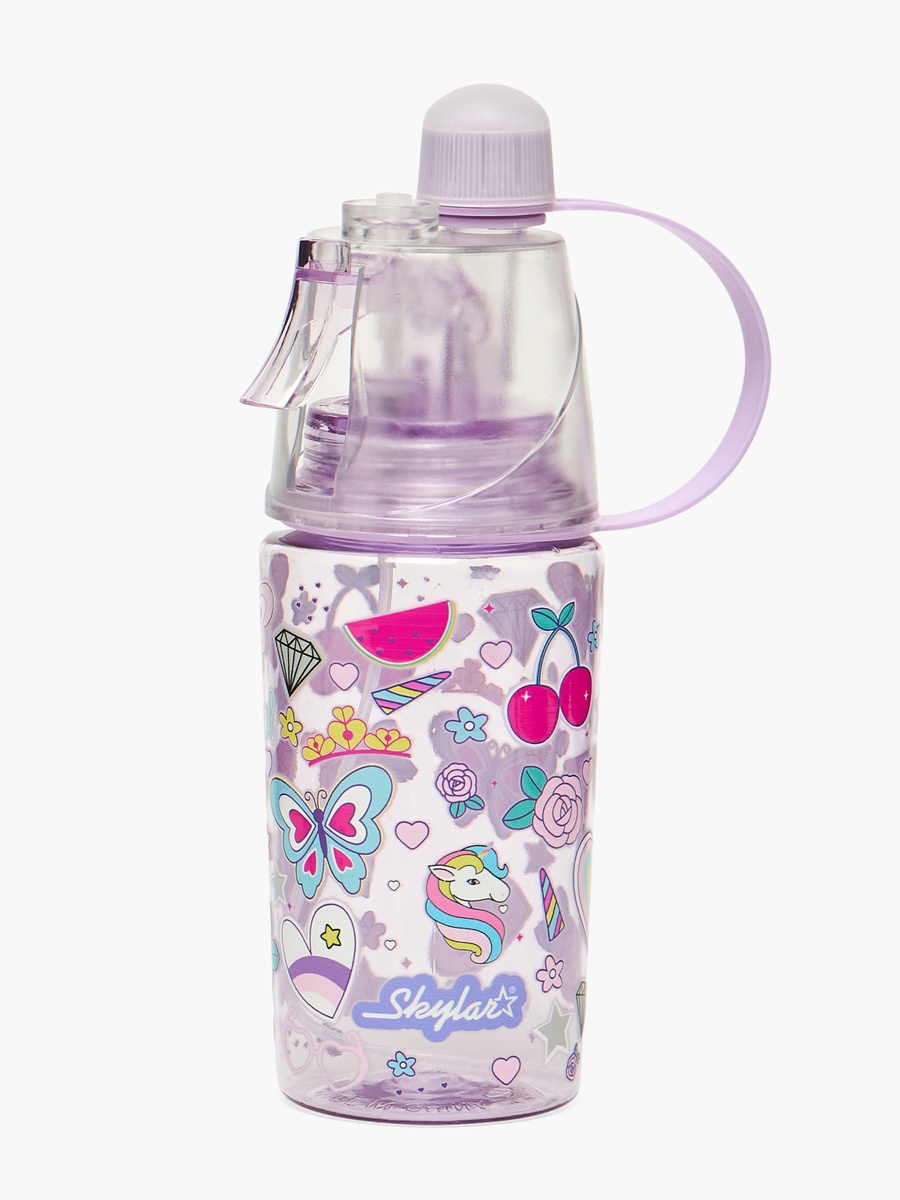 Butterfly Print Water Bottle with Spray