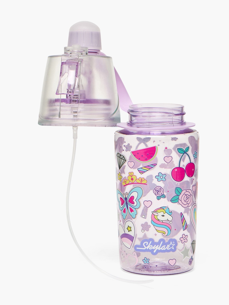 Butterfly Print Water Bottle with Spray