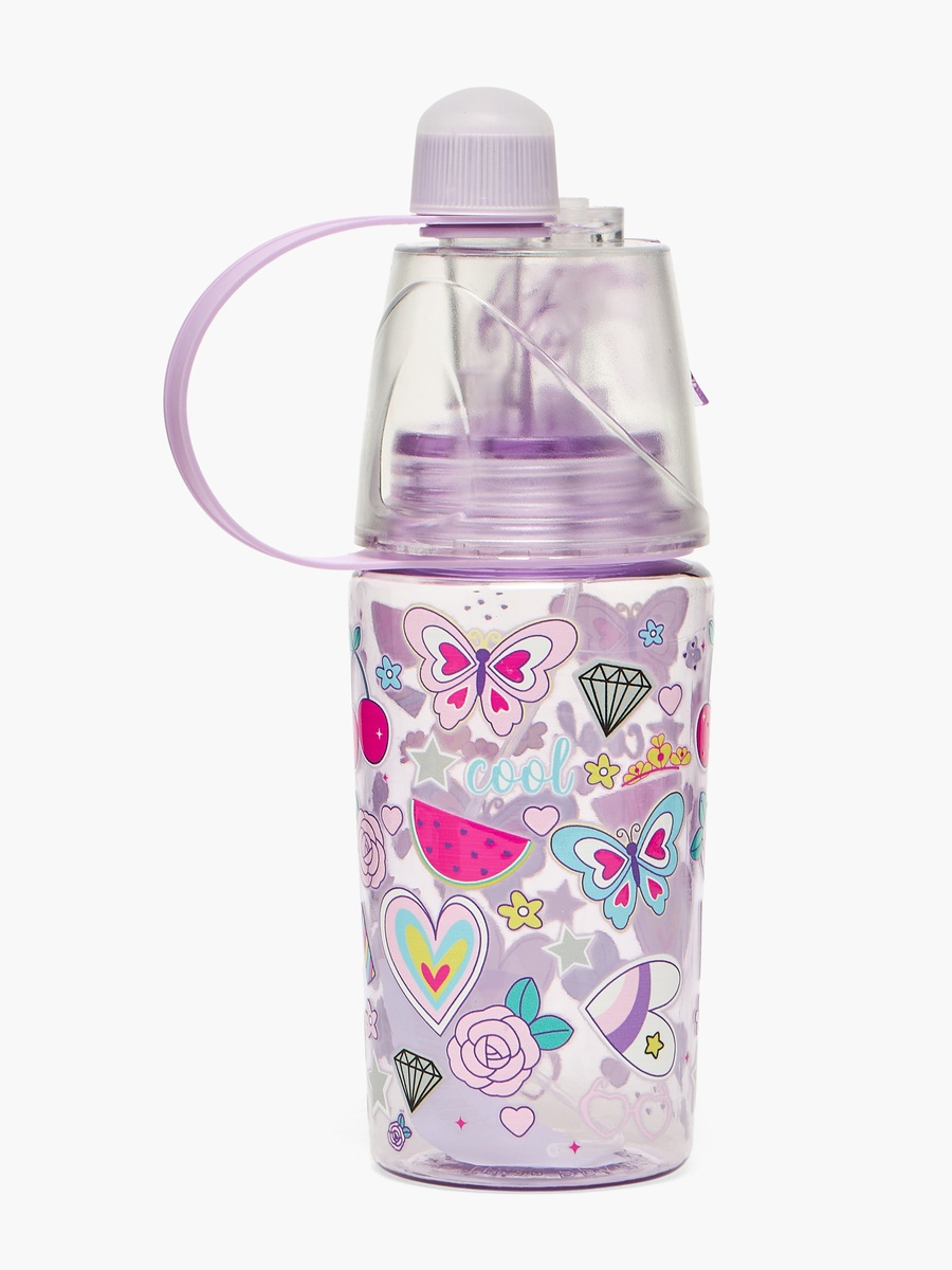 Butterfly Print Water Bottle with Spray