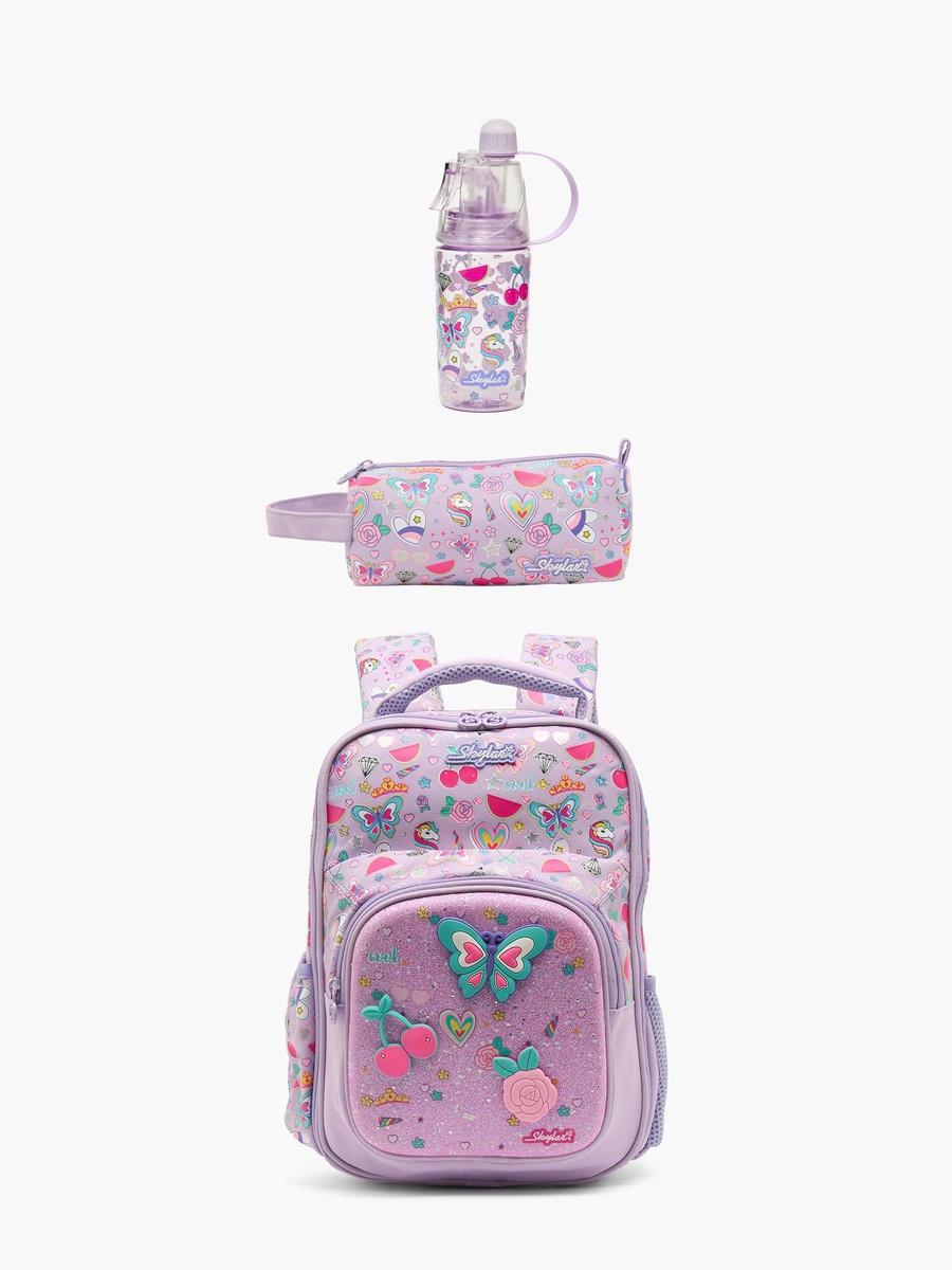 Butterfly Print Water Bottle with Spray