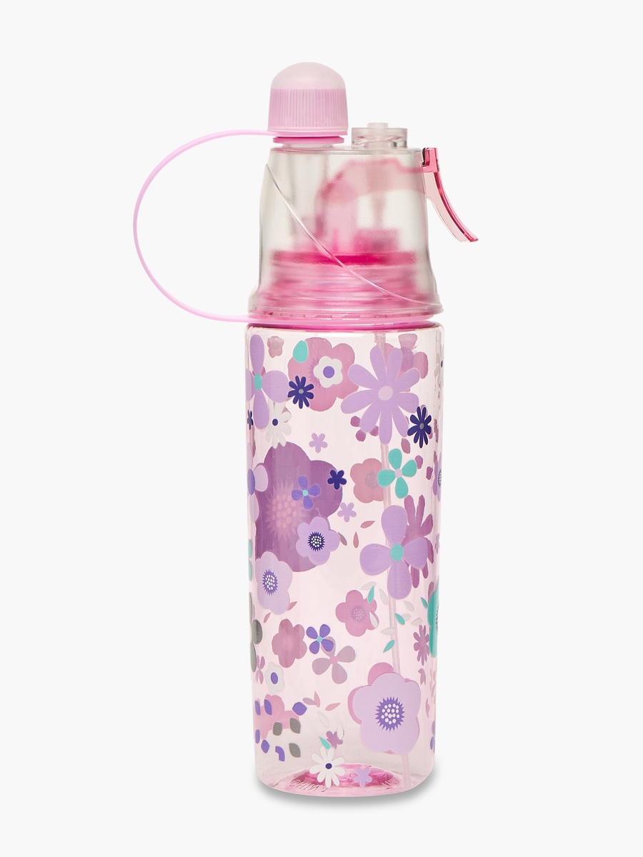 Floral Print Tritan Water Bottle with Spout and Spray Nozzle