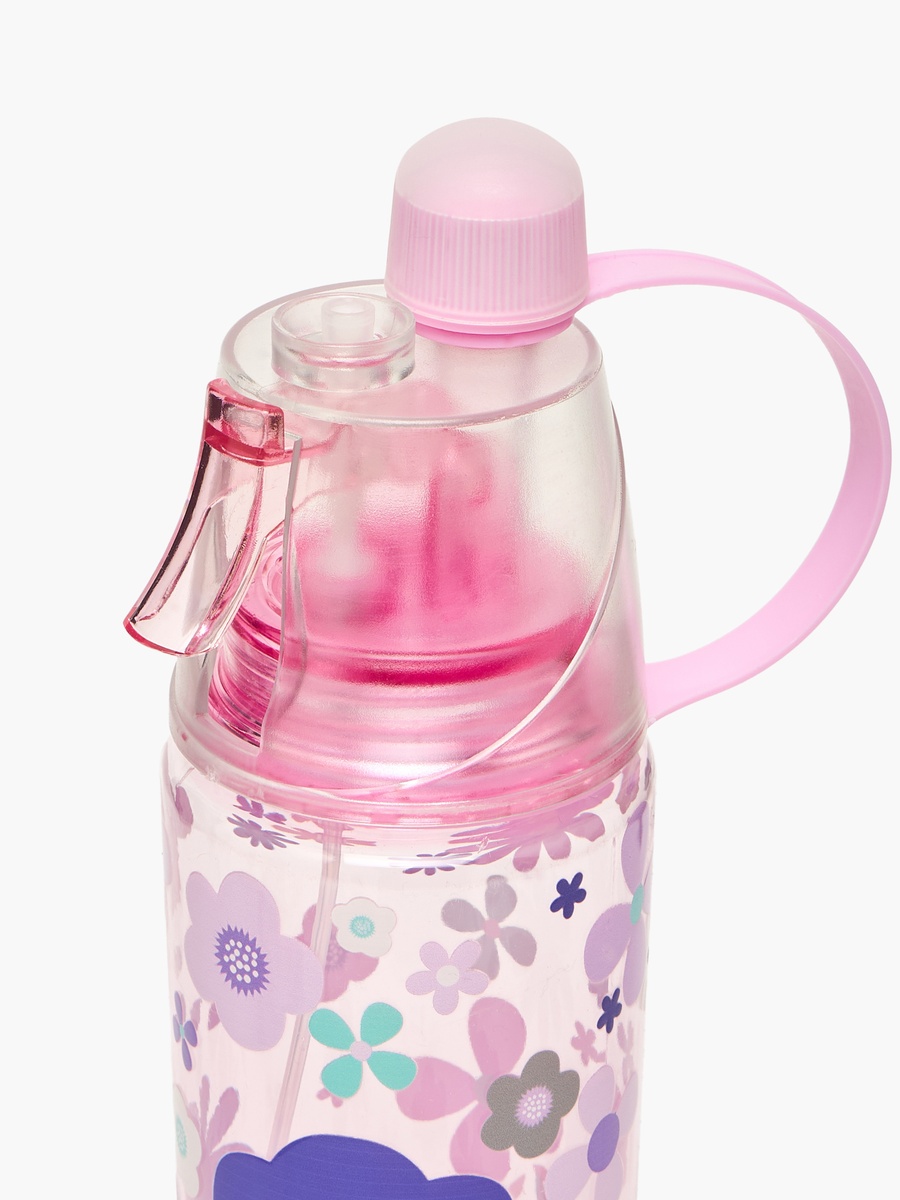 Floral Print Tritan Water Bottle with Spout and Spray Nozzle